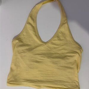 Full Tilt Light Yellow Halter Crop Top